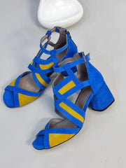  yellow blue heel